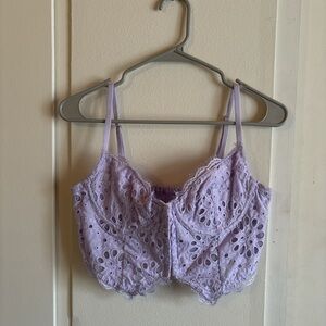 Anthropologie Lilac Eyelet Lace Corset Style Bralette